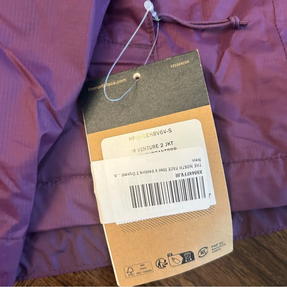 The North Face Men’s Venture 2 Waterproof Hooded Rain Jacket, Boysenberry New